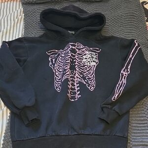 Anti Social Social Club ASSC Black‎ Hoodie with Pink Skeleton Design